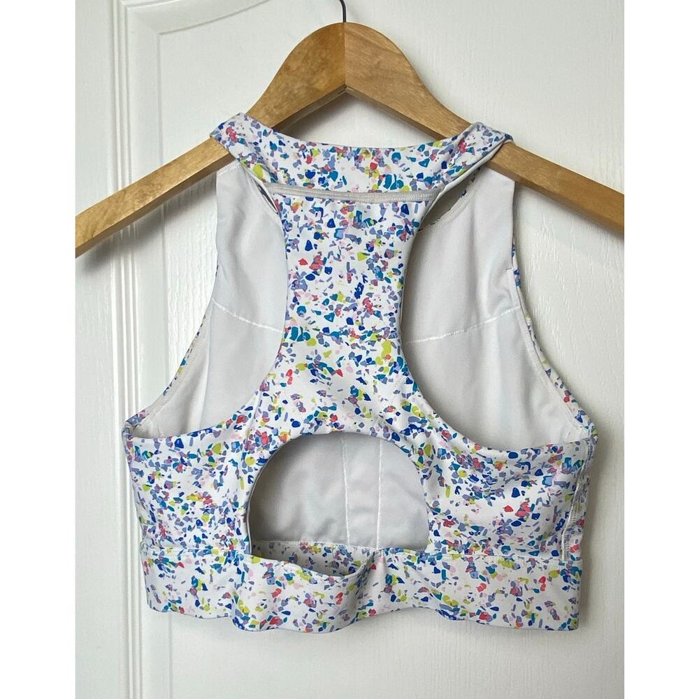 Old Navy Active Whit Multicolored Paint Specks Racerback Sports Bra Size Medium - Picture 2 of 5